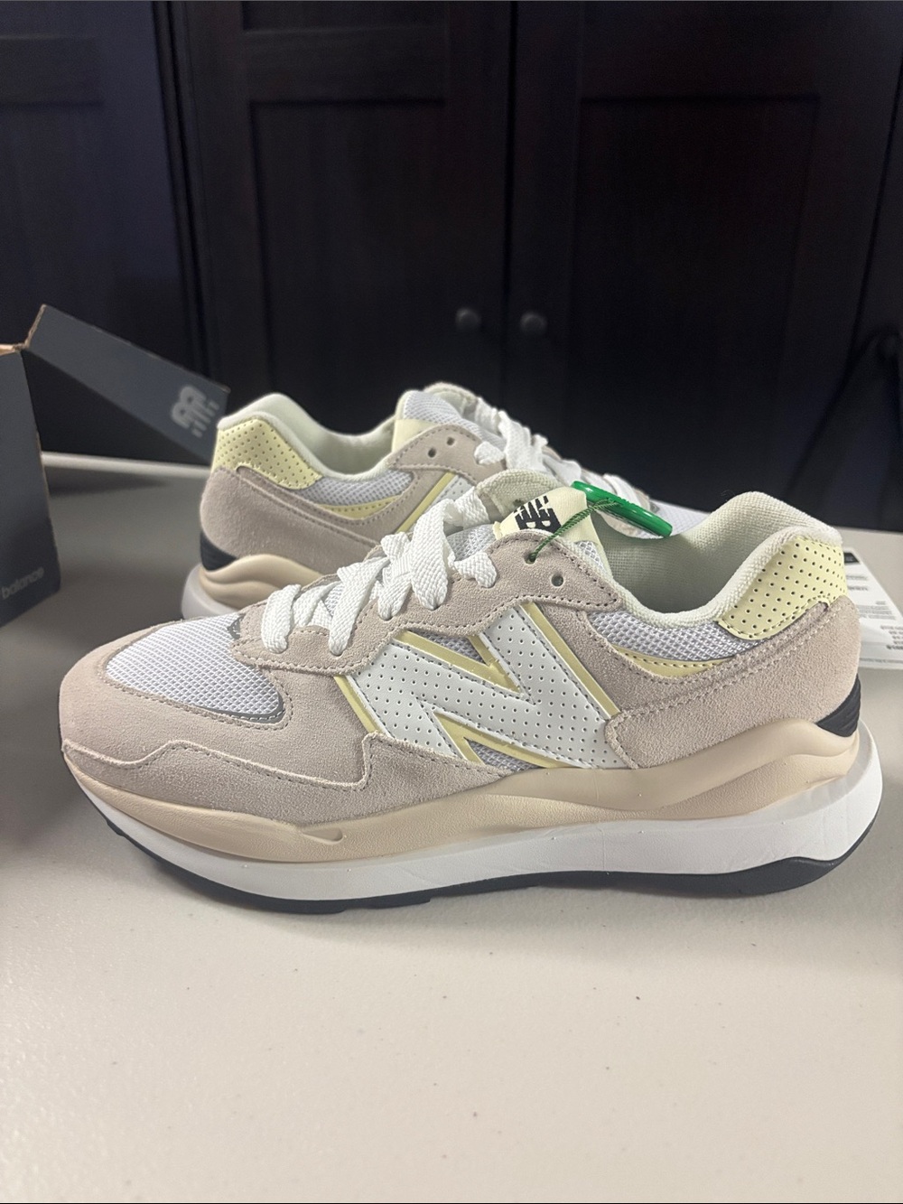New Balance 57/40 Gold Aspen Women's (9W) Neutral Beige and Pale Yellow Sneakers